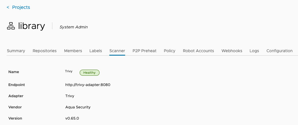 Project scanner tab
